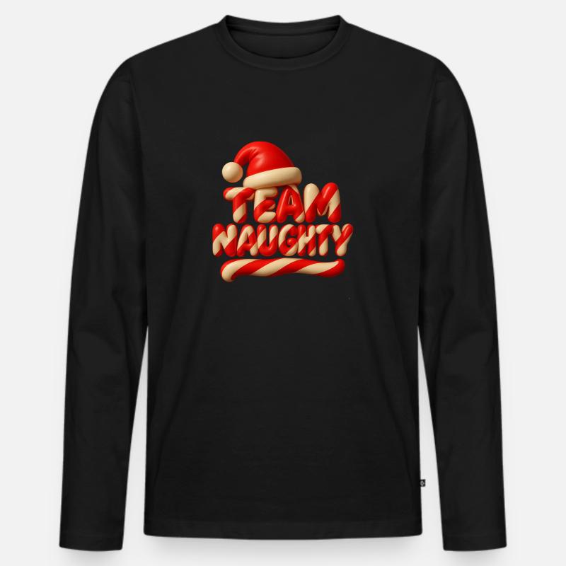 Team Naughty Weihnachtskollektion - Männer Premium Bio Langarmshirt - Schwarz