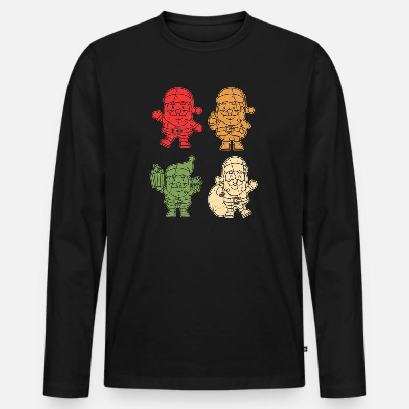 Weihnachtsmann Weihnachtsbaum Weihnachten - Männer Premium Bio Langarmshirt - Schwarz