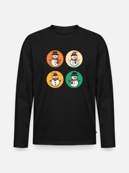 Santa Claus Snowman Christmas - Men's Premium Organic Long Sleeve Shirt - black
