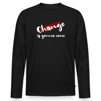 Change - Männer Premium Bio Langarmshirt - Schwarz - Vorne - Nico (187cm)