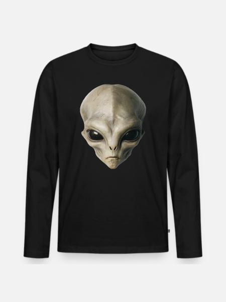 Alien Head - Men's Premium Organic Long Sleeve Shirt - black