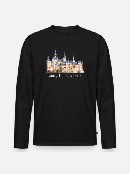 Hohenzollern Castle illustration, hand drawing - Men's Premium Organic Long Sleeve Shirt - black