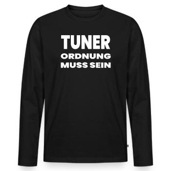 Tuner - Männer Premium Bio Langarmshirt - Schwarz - Vorne - Nico (187cm)