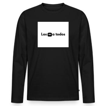 NA in black box between letters - Men's Premium Organic Long Sleeve Shirt - black - Front - Nico (187cm)