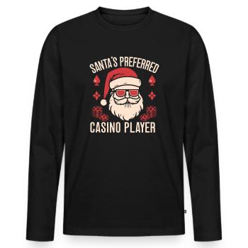 Gambling Fan Santa´s Preferred Player Casino - Männer Premium Bio Langarmshirt - Schwarz - Vorne - Nico (187cm)