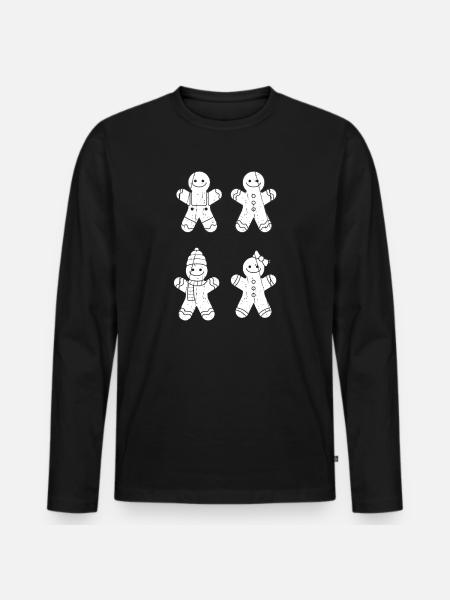 Weihnachtsmann Lebkuchen Weihnachten - Männer Premium Bio Langarmshirt - Schwarz