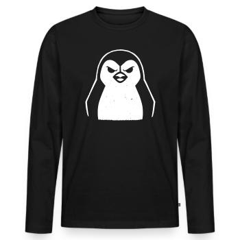 penguin stencil grunge minimalist-vector Linux - T-shirt manches longues Premium bio Homme - noir - Devant - Nico (187cm)