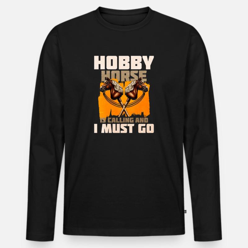 Hobby Horsing - Männer Premium Bio Langarmshirt - Schwarz