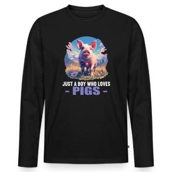 Cochon Cochon - T-shirt manches longues Premium bio Homme - noir - Devant - Nico (187cm)