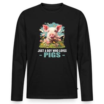 Cochon Cochon - T-shirt manches longues Premium bio Homme - noir - Devant - Nico (187cm)