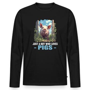 Cochon Cochon - T-shirt manches longues Premium bio Homme - noir - Devant - Nico (187cm)