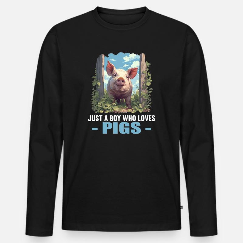 Schweine Schwein - Männer Premium Bio Langarmshirt - Schwarz
