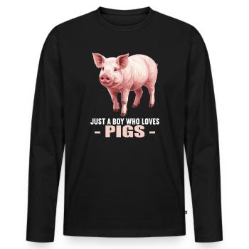 Cochon Cochon - T-shirt manches longues Premium bio Homme - noir - Devant - Nico (187cm)