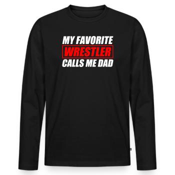 Mon catcheur préféré : Papa drôle de catch - T-shirt manches longues Premium bio Homme - noir - Devant - Nico (187cm)