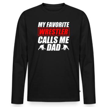 Mon catcheur préféré : Papa drôle de catch - T-shirt manches longues Premium bio Homme - noir - Devant - Nico (187cm)
