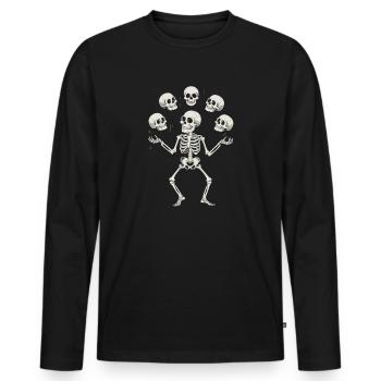 Skelett Jongliert Mit Totenköpfen Kunst - Männer Premium Bio Langarmshirt - Schwarz - Vorne - Nico (187cm)