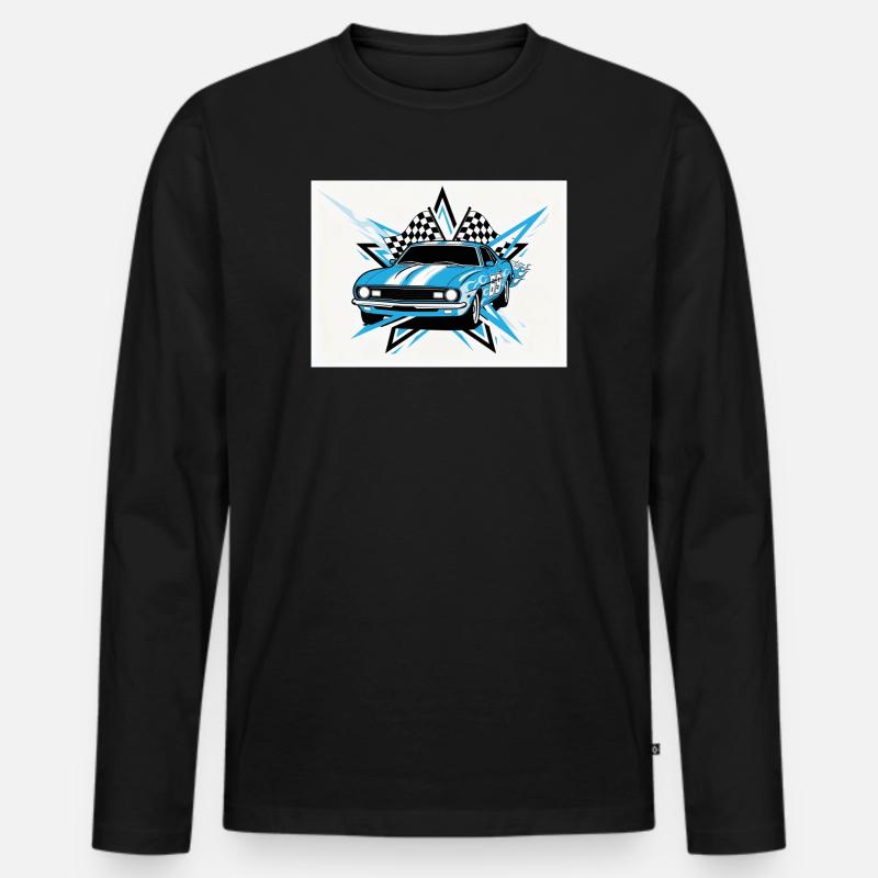 Retro Racing - Männer Premium Bio Langarmshirt - Schwarz