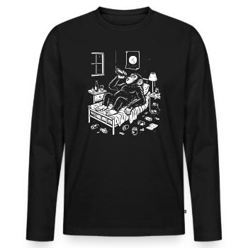 Dernier verre de singe à l’heure du coucher - T-shirt manches longues Premium bio Homme - noir - Devant - Nico (187cm)