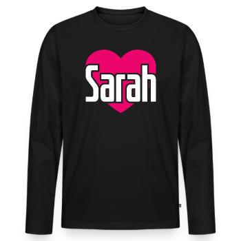 I Love Sarah Pink Heart I Love Sarah - Men's Premium Organic Long Sleeve Shirt - black - Front - Nico (187cm)