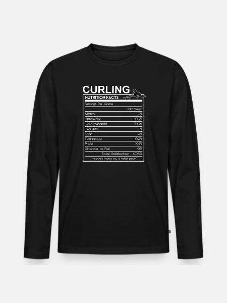 Informazioni nutrizionali sul curling Divertente giocatore di curling Desig - Maglia a manica lunga ecologica premium da uomo - nero