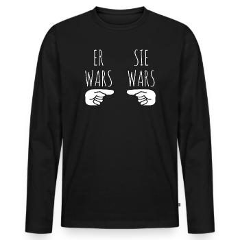 Er wars sie wars - Männer Premium Bio Langarmshirt - Schwarz - Vorne - Nico (187cm)
