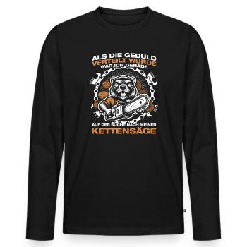 Scie à tronçonneuse en bois Patience Bûcheron Bûcheron - T-shirt manches longues Premium bio Homme - noir - Devant - Nico (187cm)