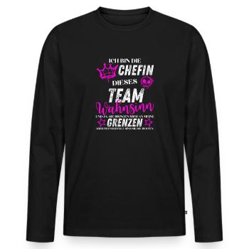 Chefin dieses Team Wahnsinn - Männer Premium Bio Langarmshirt - Schwarz - Vorne - Nico (187cm)
