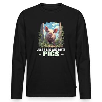 Cochon Cochon - T-shirt manches longues Premium bio Homme - noir - Devant - Nico (187cm)