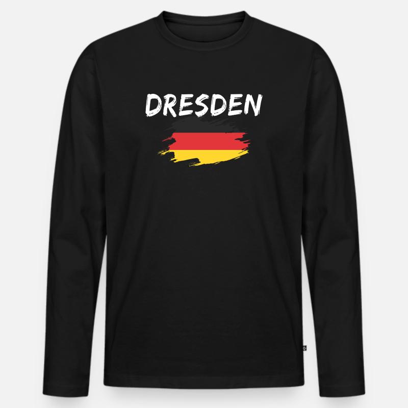 Dresden Deutschland Flagge - Männer Premium Bio Langarmshirt - Schwarz