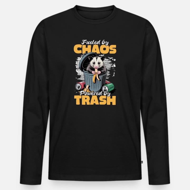 Funny Opossum - Männer Premium Bio Langarmshirt - Schwarz