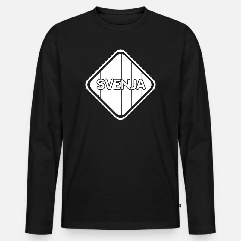Vor - Männer Premium Bio Langarmshirt - Schwarz