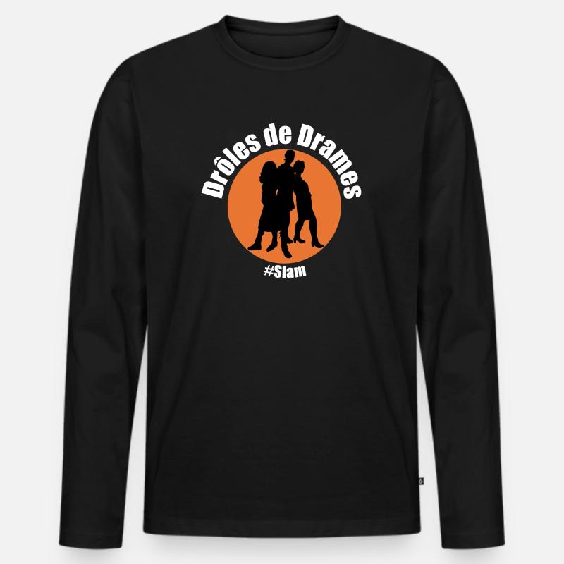 Lustige Slam-Dramen - Männer Premium Bio Langarmshirt - Schwarz
