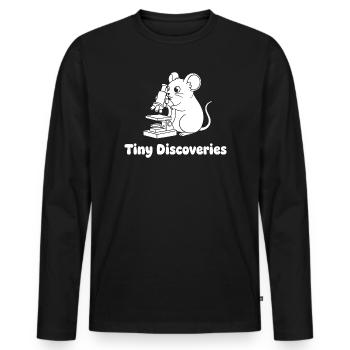 Kleine Entdeckungen: Maus am Mikroskop - Männer Premium Bio Langarmshirt - Schwarz - Vorne - Nico (187cm)