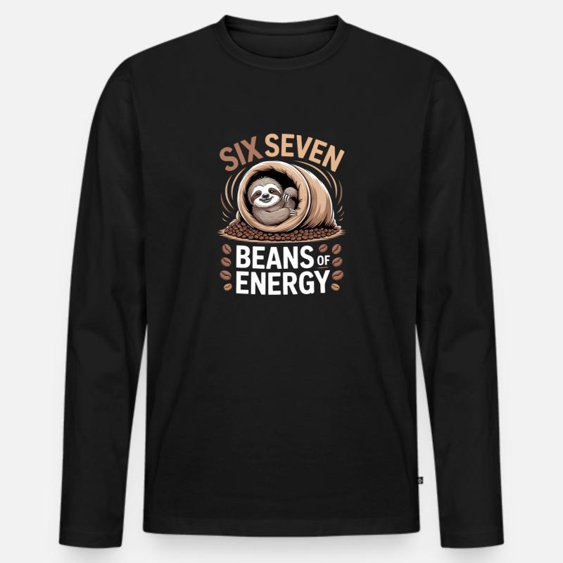 Sechs Sieben Bohnen Energie - Männer Premium Bio Langarmshirt - Schwarz
