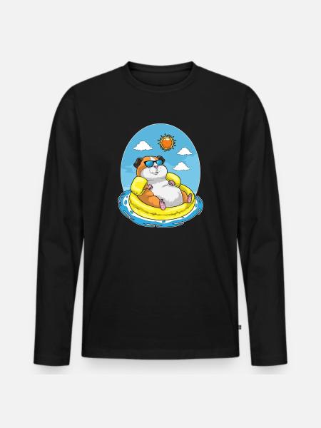 Natation de hamsters dans l’anneau d’été - T-shirt manches longues Premium bio Homme - noir