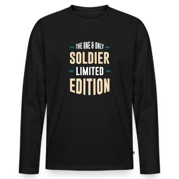 Le One & Only Soldier Édition Limitée - T-shirt manches longues Premium bio Homme - noir - Devant - Nico (187cm)