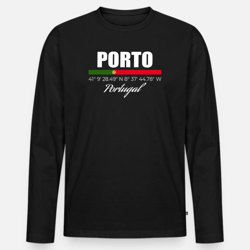 Porto - Männer Premium Bio Langarmshirt - Schwarz