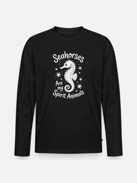 Seepferdchen Spruch Lustiges Seepferdchen Geschenk - Männer Premium Bio Langarmshirt - Schwarz