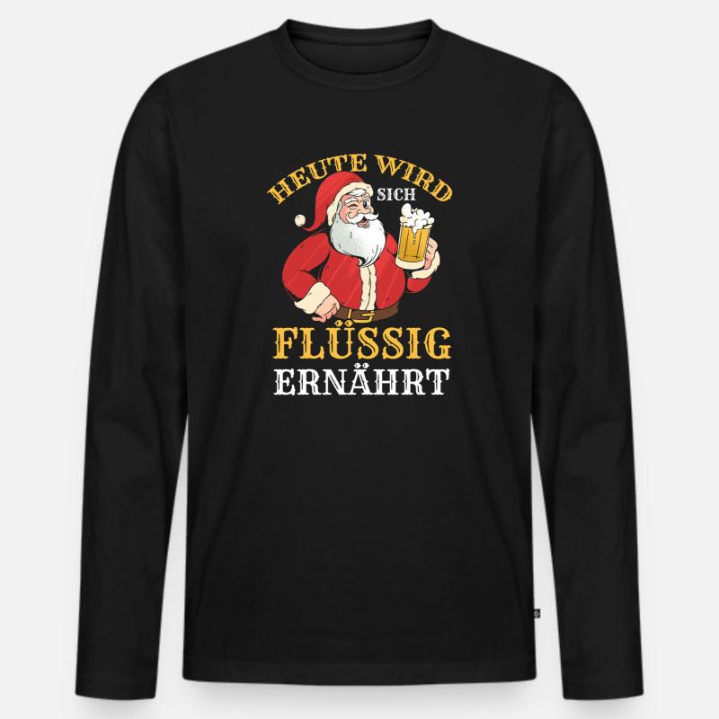 Weihnachtsmann Weihnachtszeit Bier Weihnachts - Männer Premium Bio Langarmshirt - Schwarz