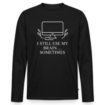 Utilisateur de cerveau parfois - T-shirt manches longues Premium bio Homme - noir - Devant - Nico (187cm)
