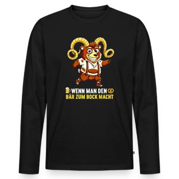 Bär zum Bock machen - Lederhose Satire - Männer Premium Bio Langarmshirt - Schwarz - Vorne - Nico (187cm)