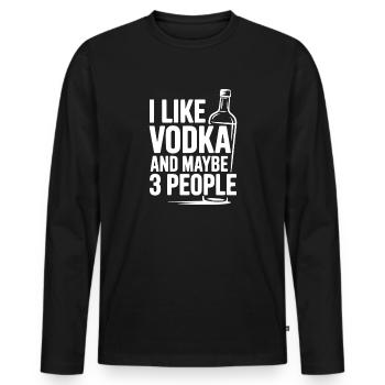 J’aime la vodka et peut-être trois personnes - T-shirt manches longues Premium bio Homme - noir - Devant - Nico (187cm)