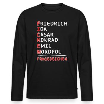 Funkalphabet-Friedrich Ida, Caesar Kaufmann, Emil... - T-shirt manches longues Premium bio Homme - noir - Devant - Nico (187cm)