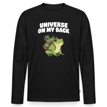 Universum auf meinem Rücken - Männer Premium Bio Langarmshirt - Schwarz - Vorne - Nico (187cm)