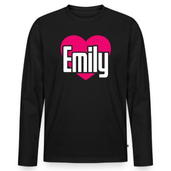 I Love Emily Pinkes Herz Ich liebe Emily - Männer Premium Bio Langarmshirt - Schwarz - Vorne - Nico (187cm)