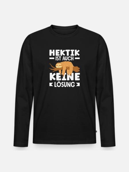 Funny Sloth No Motivation Saying - Men's Premium Organic Long Sleeve Shirt - black