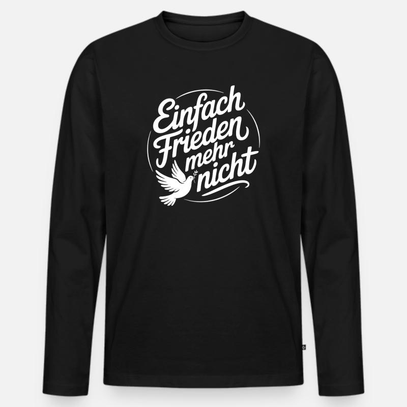 Friedensbotschaft mit Friedenstaube | Peace Design - Männer Premium Bio Langarmshirt - Schwarz