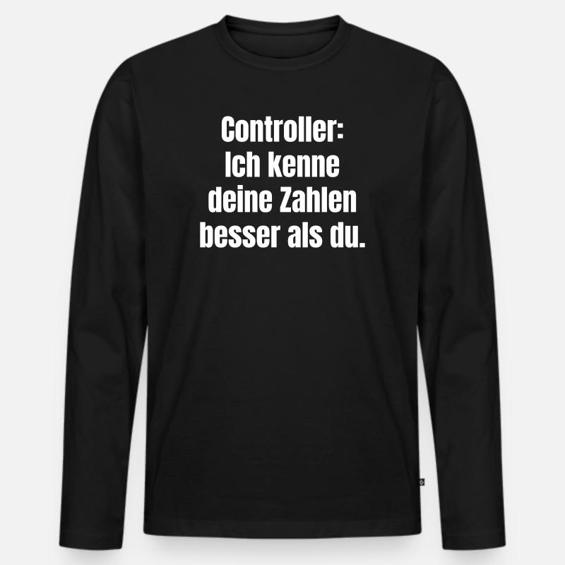 Controller: Zahlen besser kennen - Männer Premium Bio Langarmshirt - Schwarz
