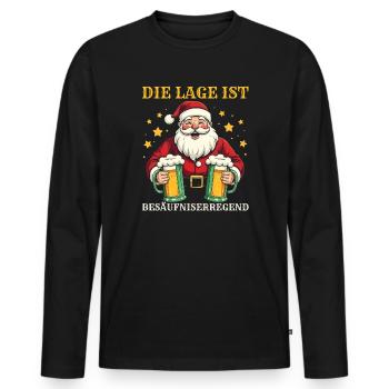Weihnachtsmann Weihnachtszeit Bier Saufen Weihnach - Männer Premium Bio Langarmshirt - Schwarz - Vorne - Nico (187cm)