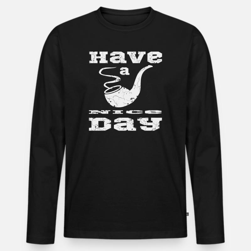 Pfeife mit Text - Männer Premium Bio Langarmshirt - Schwarz